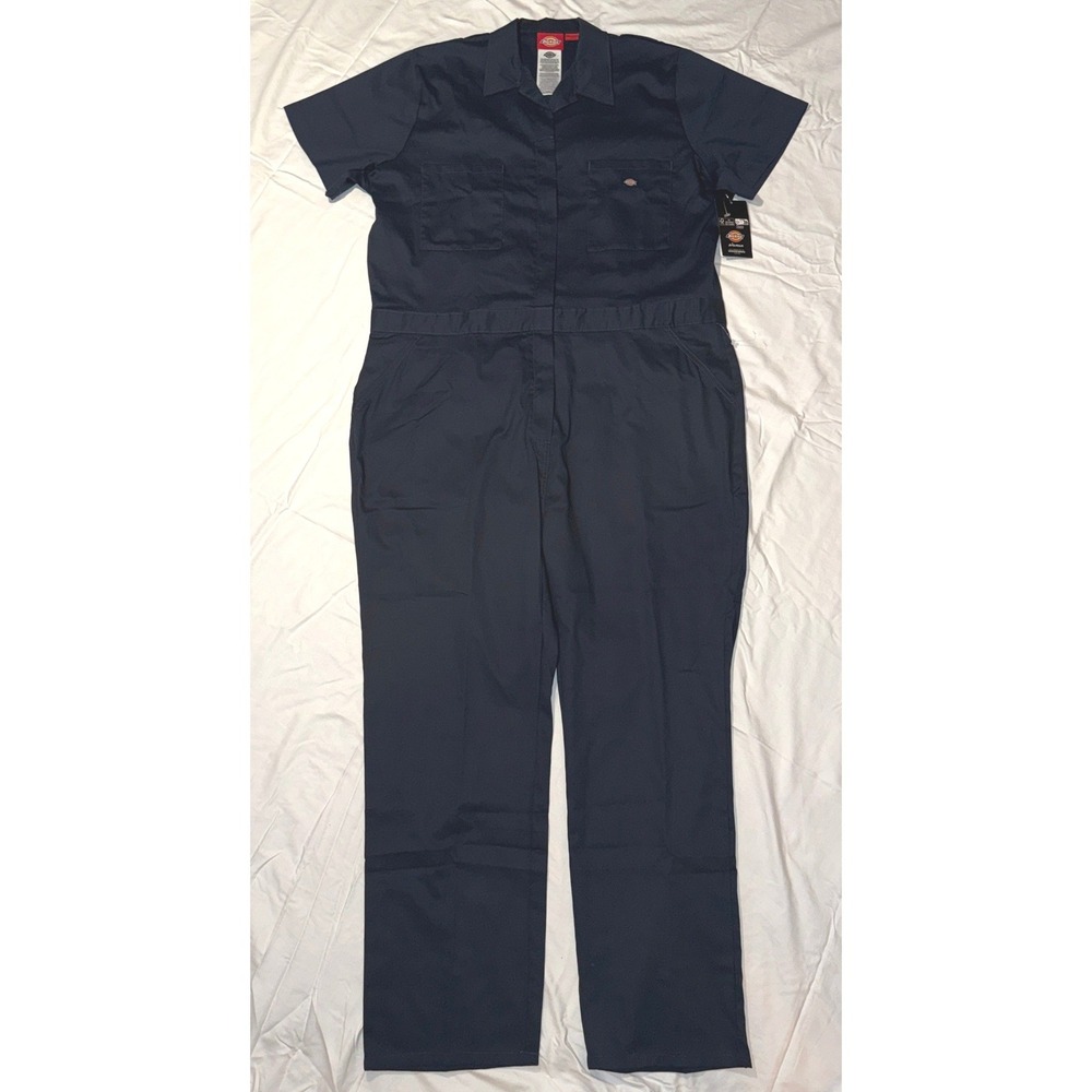 Dickies Womens Navy Blue Short Sleeve Coveralls Workwear Jumpsuit 2XL Regular